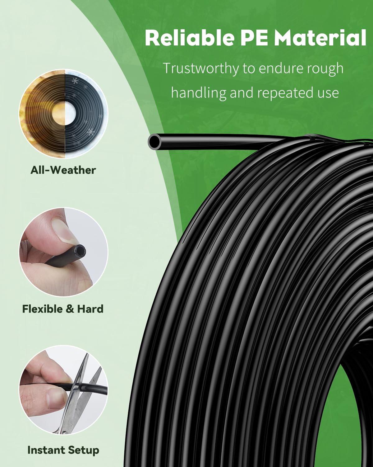 Pawfly 200FT drip irrigation tubing layout in garden