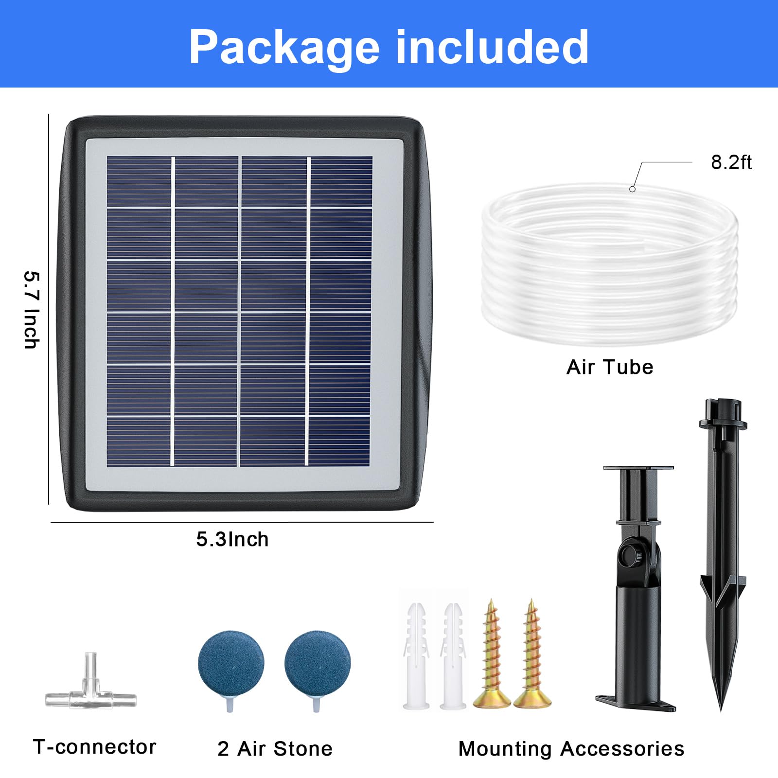 PChero Solar Pond Aerator with all included accessories
