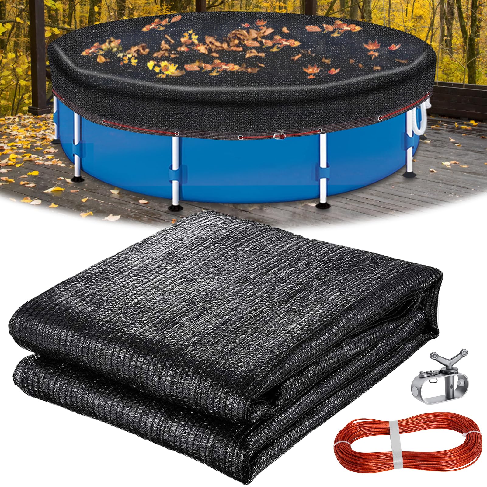 pdpdoc Pool Leaf Net Cover 18 ft Round front view