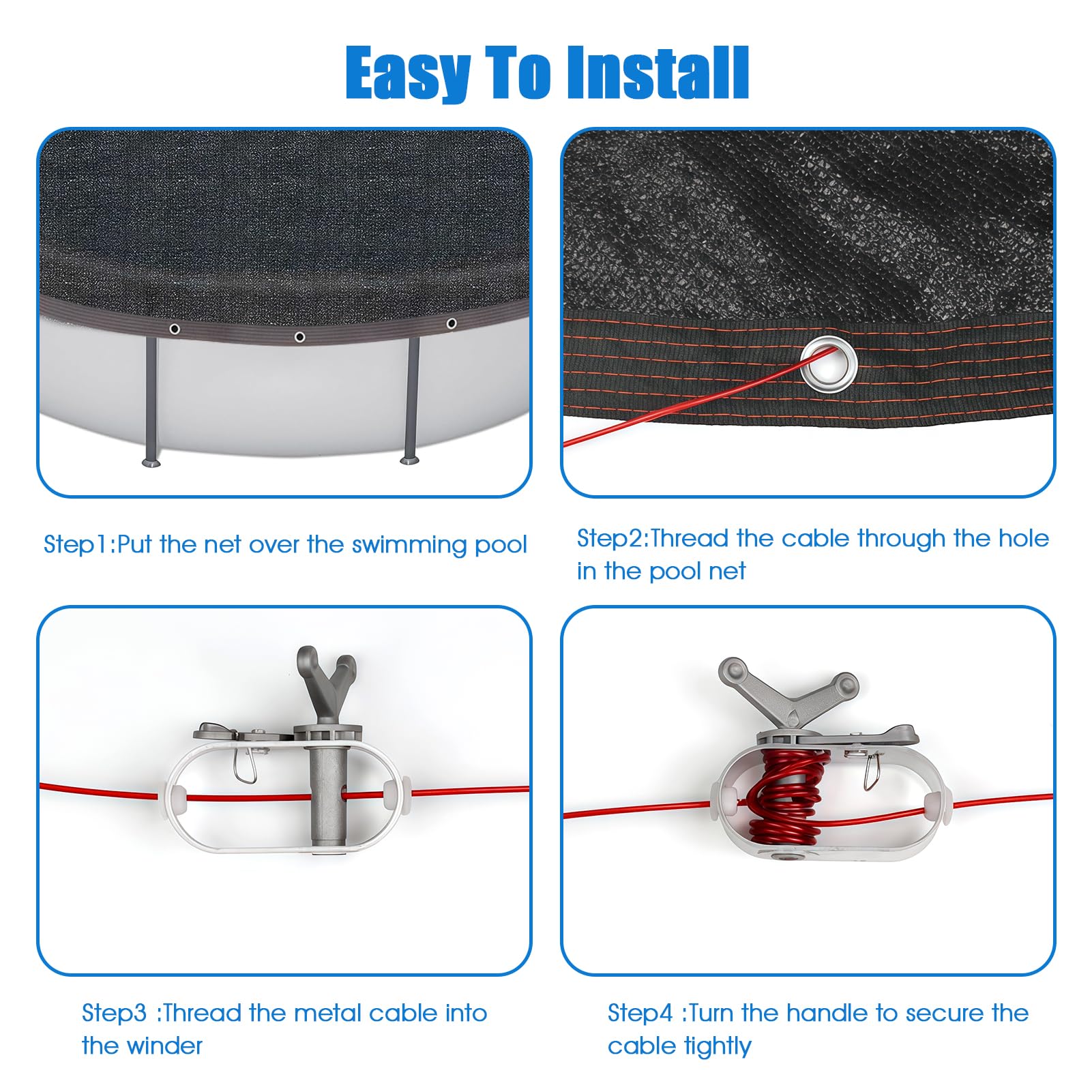 pdpdoc Pool Leaf Net Cover with winch and cable