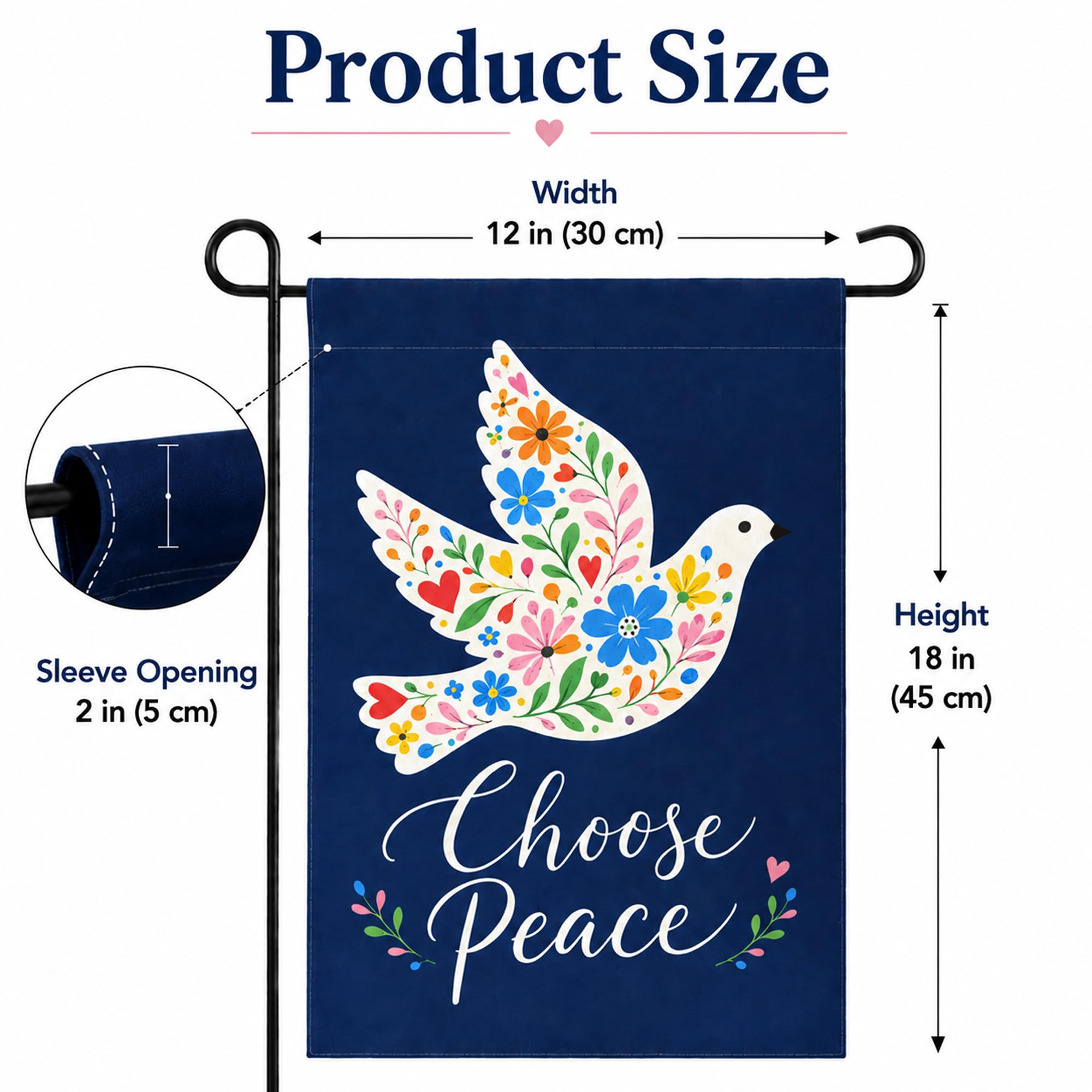 Peace Dove Garden Flag displayed in a garden setting