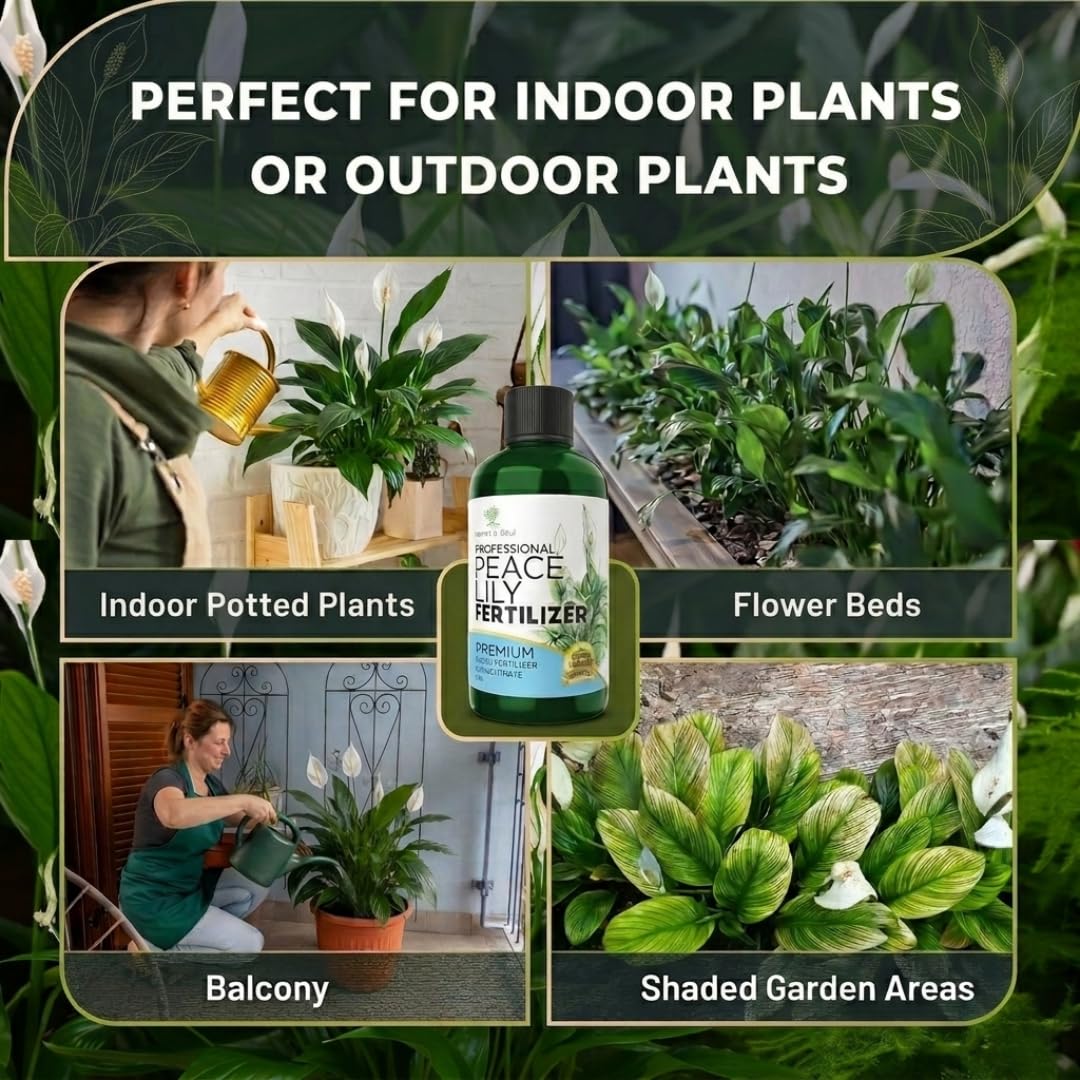 Peace lily plant thriving with fertilizer application