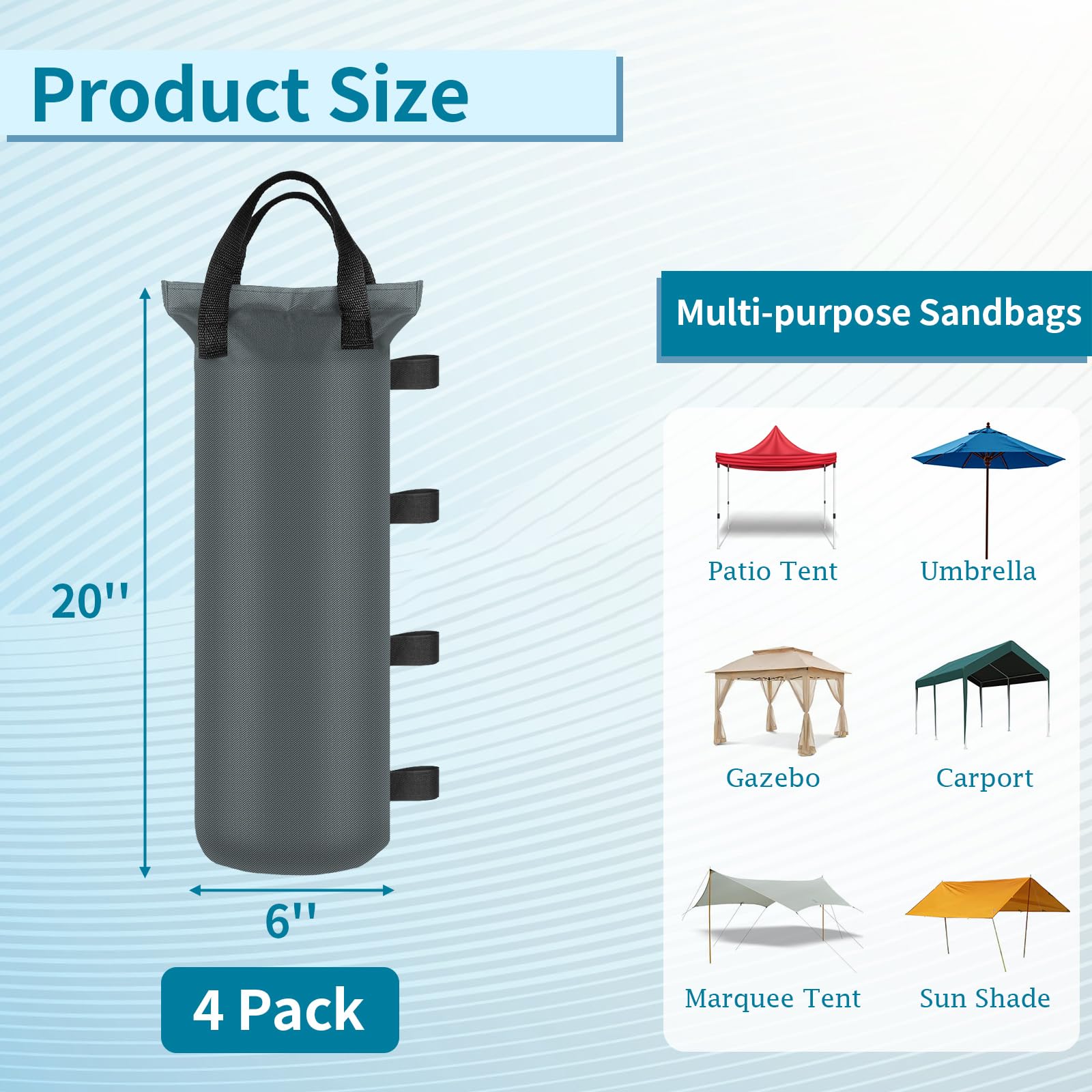 PEASUG sand bag with sturdy handle for easy carrying