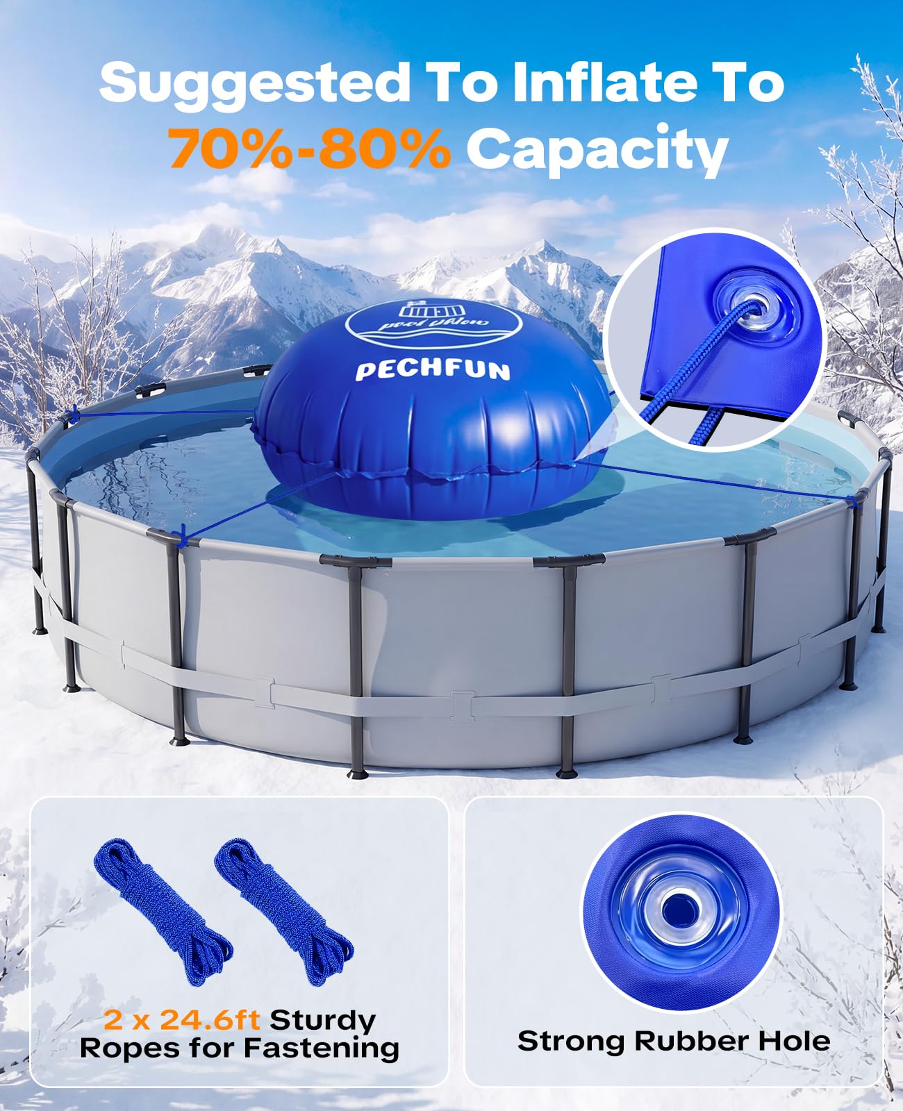 Pechfun Pool Pillow inflated in above ground pool