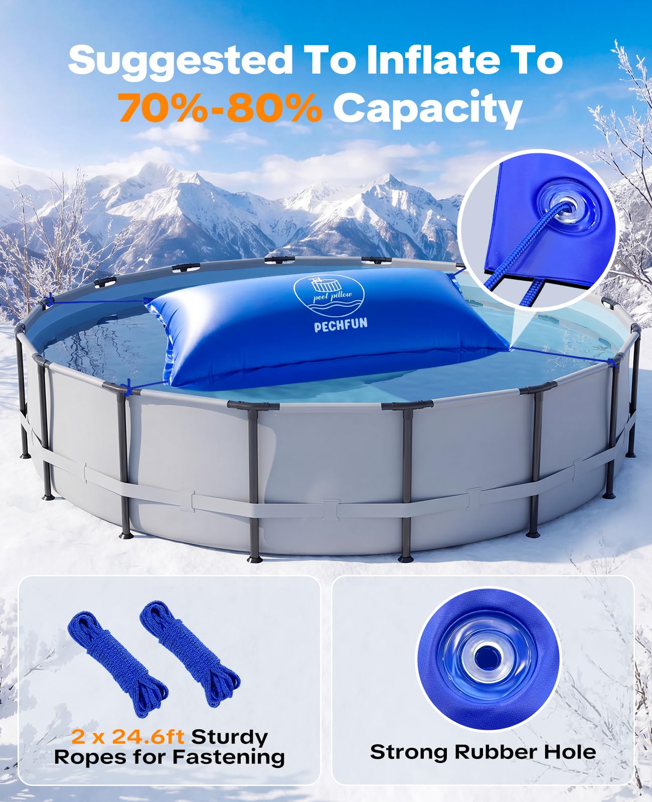 Pechfun pool pillow packaging showing product details