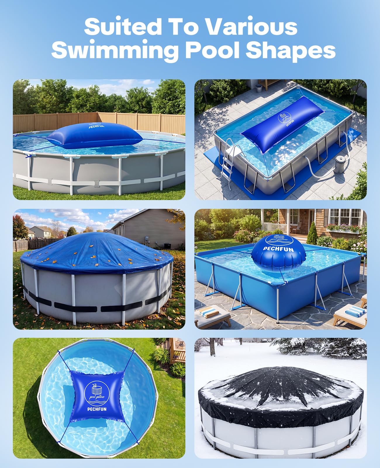 Pechfun pool pillow used under a pool cover