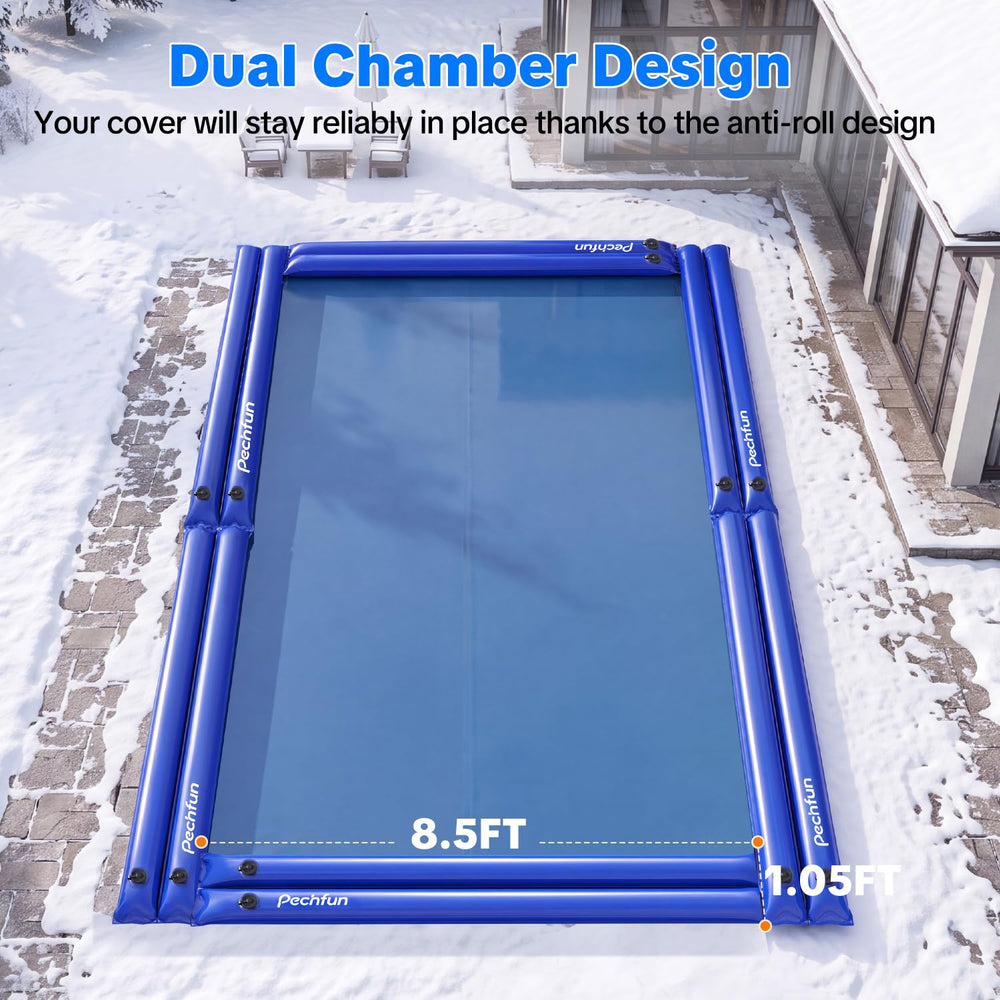 Pechfun pool water bags in use around a pool