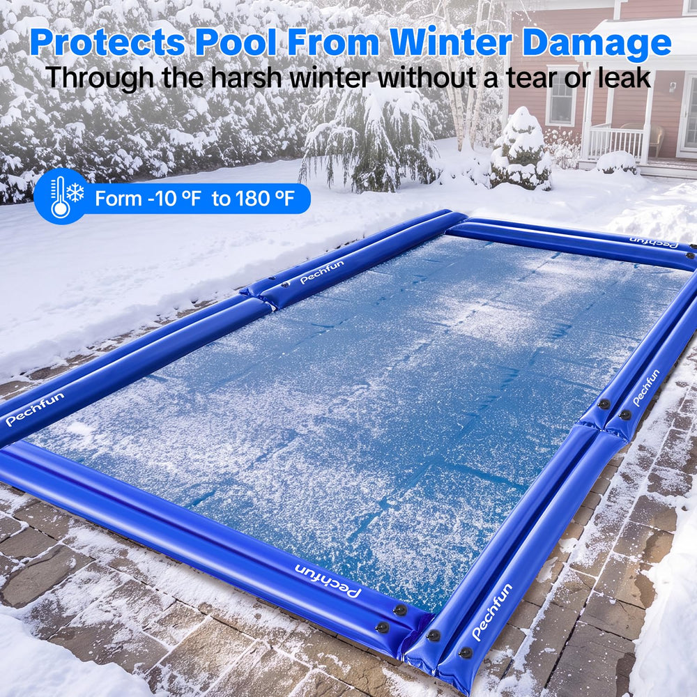 Pechfun pool water bags securing a pool cover