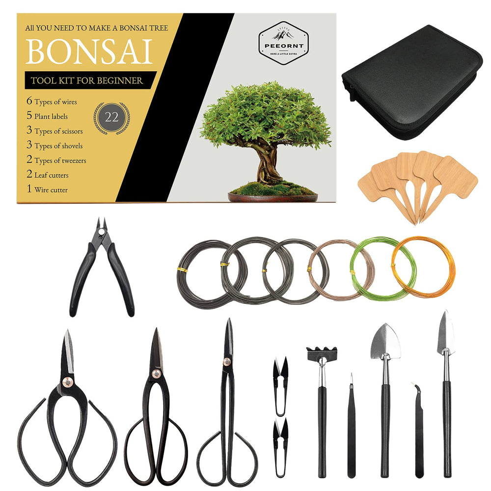 PEEORNT Bonsai Tools Kit front view showing all tools