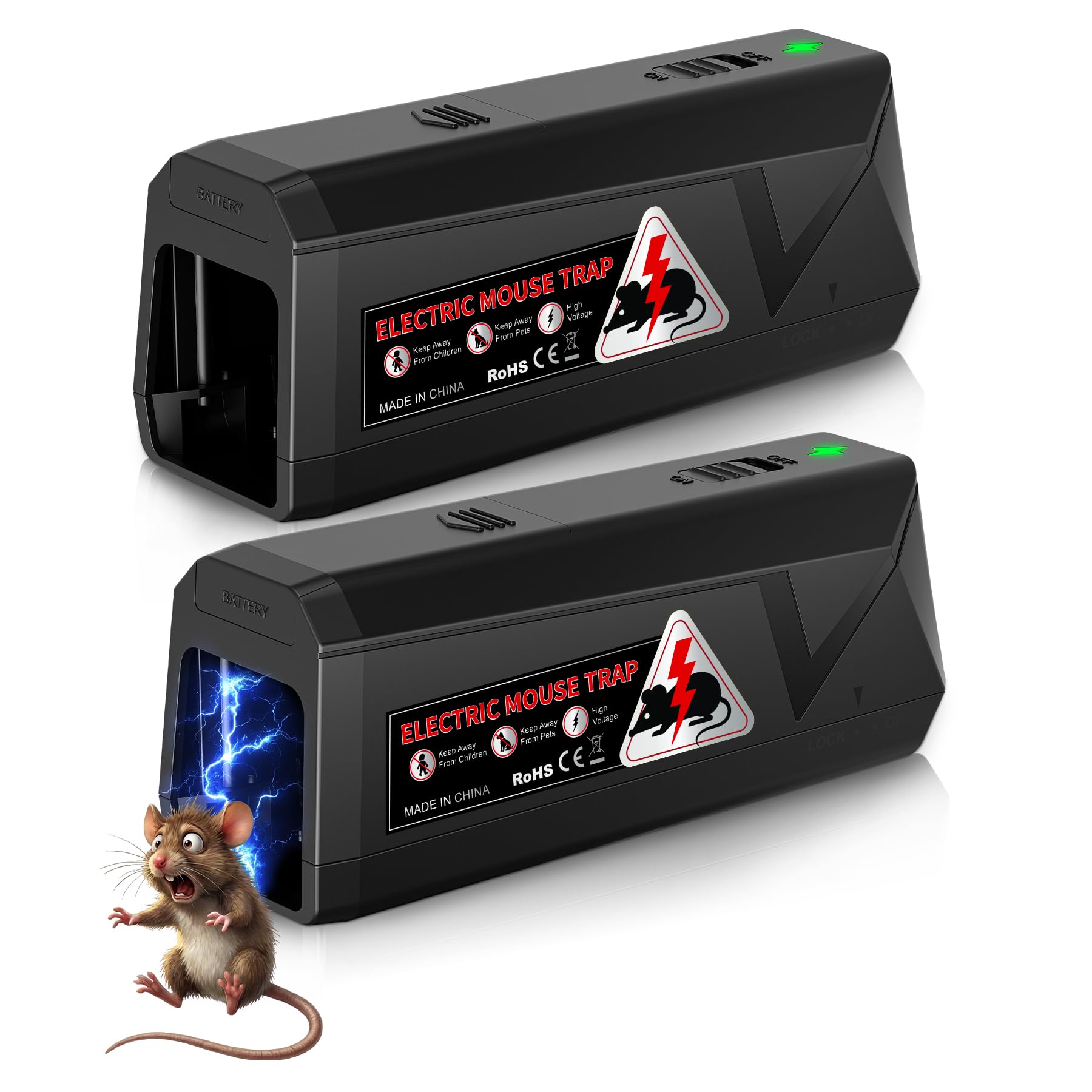 Peepst Electric Mouse Trap Zapper black model front view