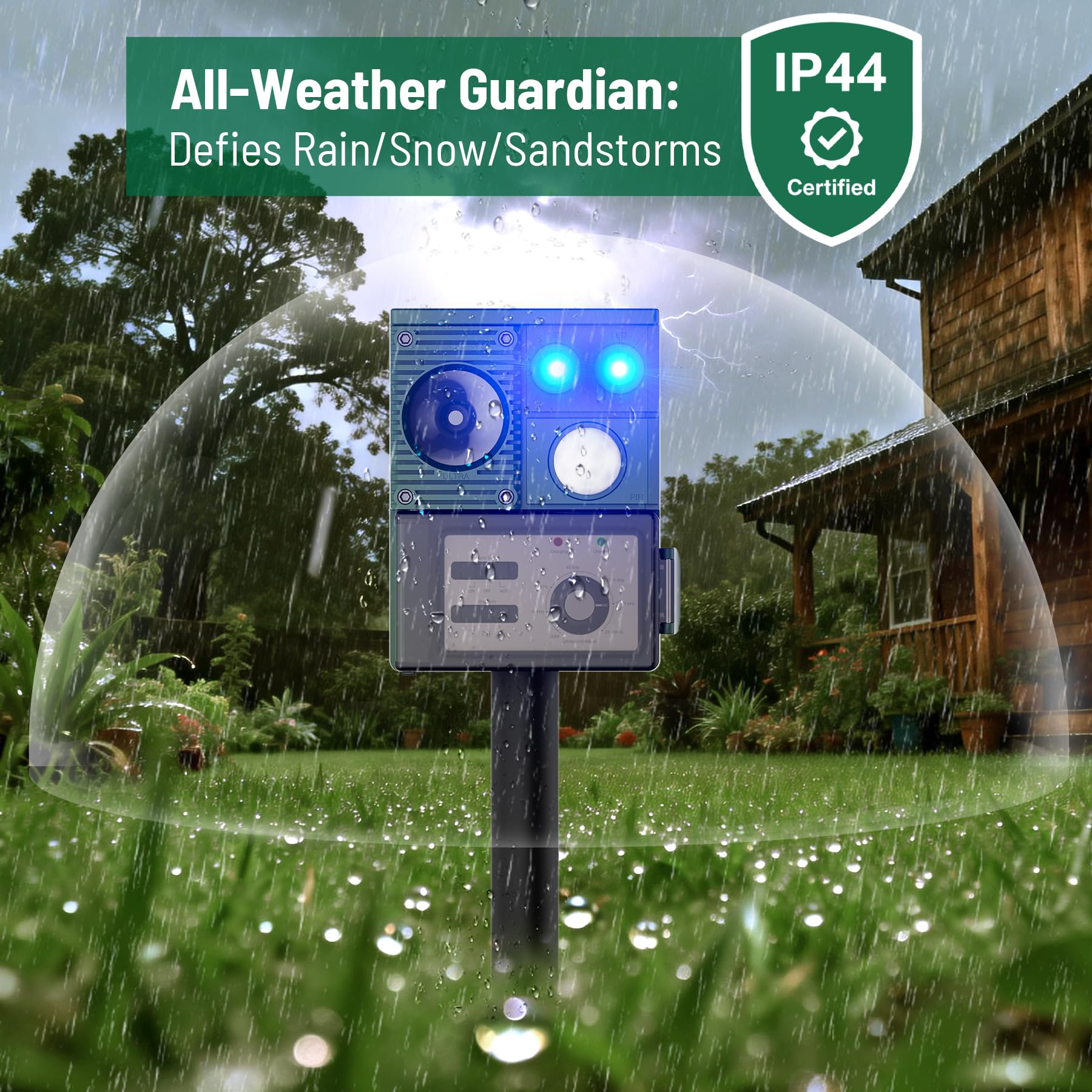 Peepst Solar Animal Repeller with USB-C charging port
