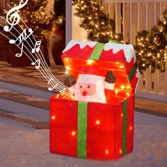 PEIDUO Animated Christmas Santa Gift Box front view with lights