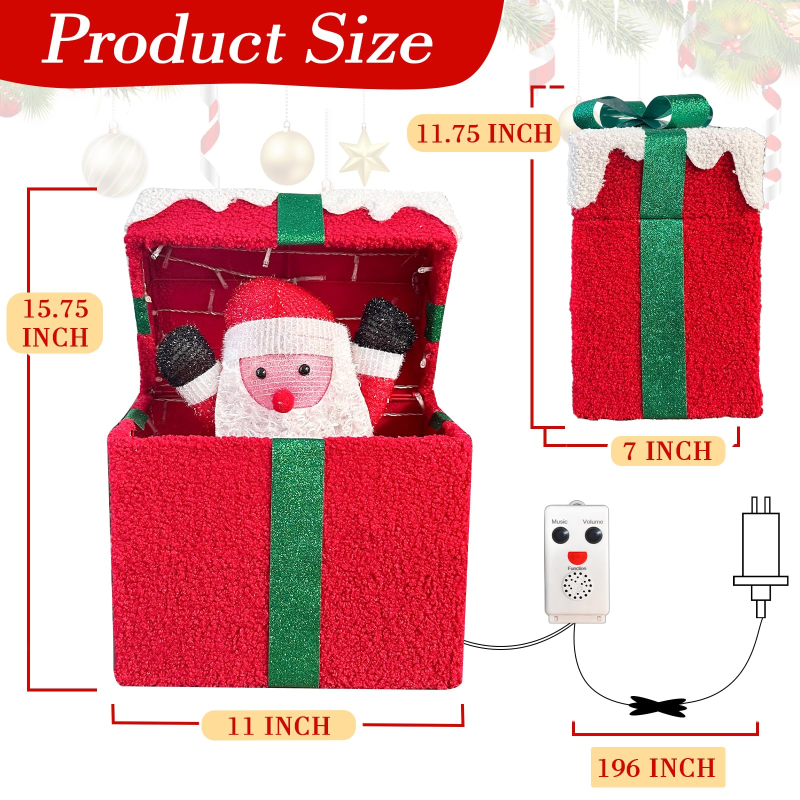 PEIDUO Animated Christmas Santa Gift Box packaging