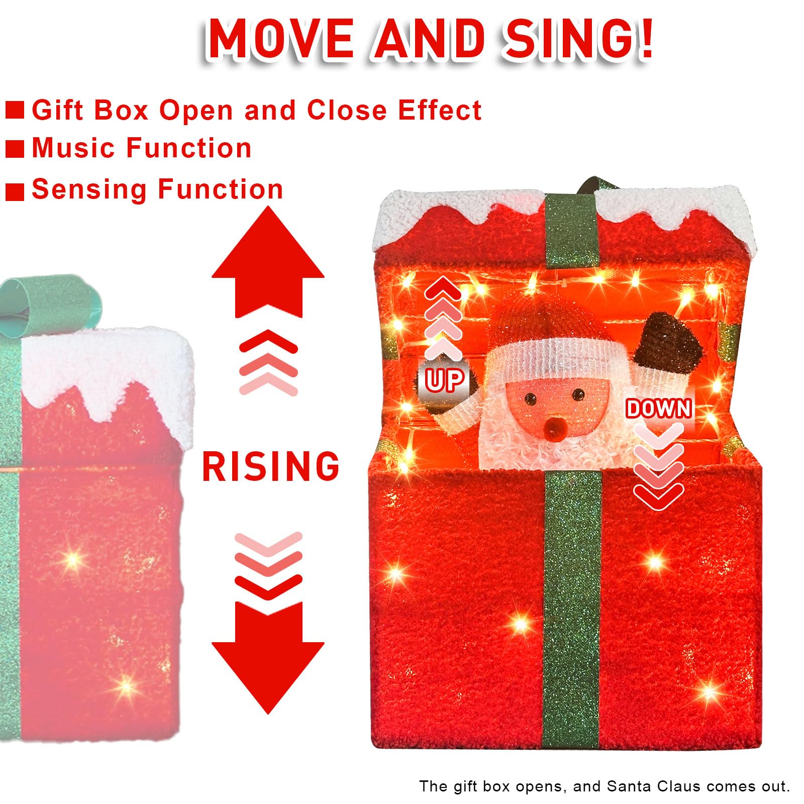 PEIDUO Animated Christmas Santa Gift Box side view
