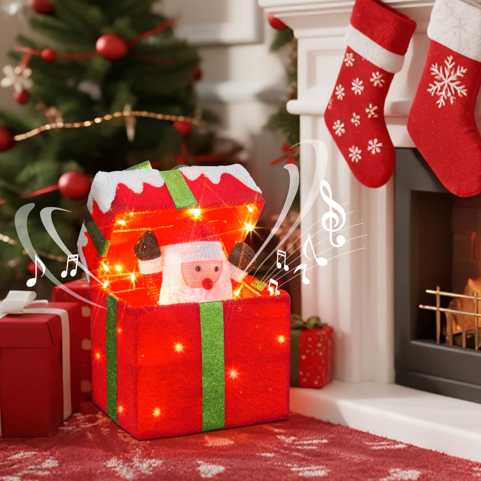 PEIDUO Christmas Santa Gift Box in garden setting