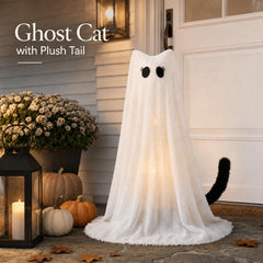 PEJOURI Lighted Cat Ghost illuminated in a garden