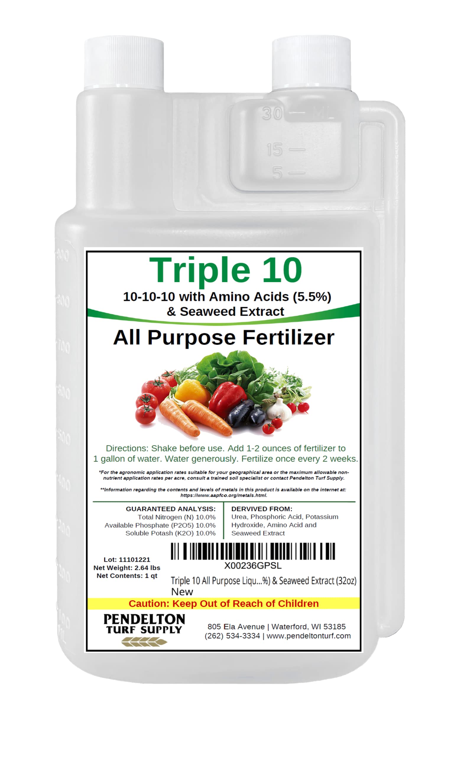 Pendelton Turf Supply Triple 10 Liquid Fertilizer 32oz front view