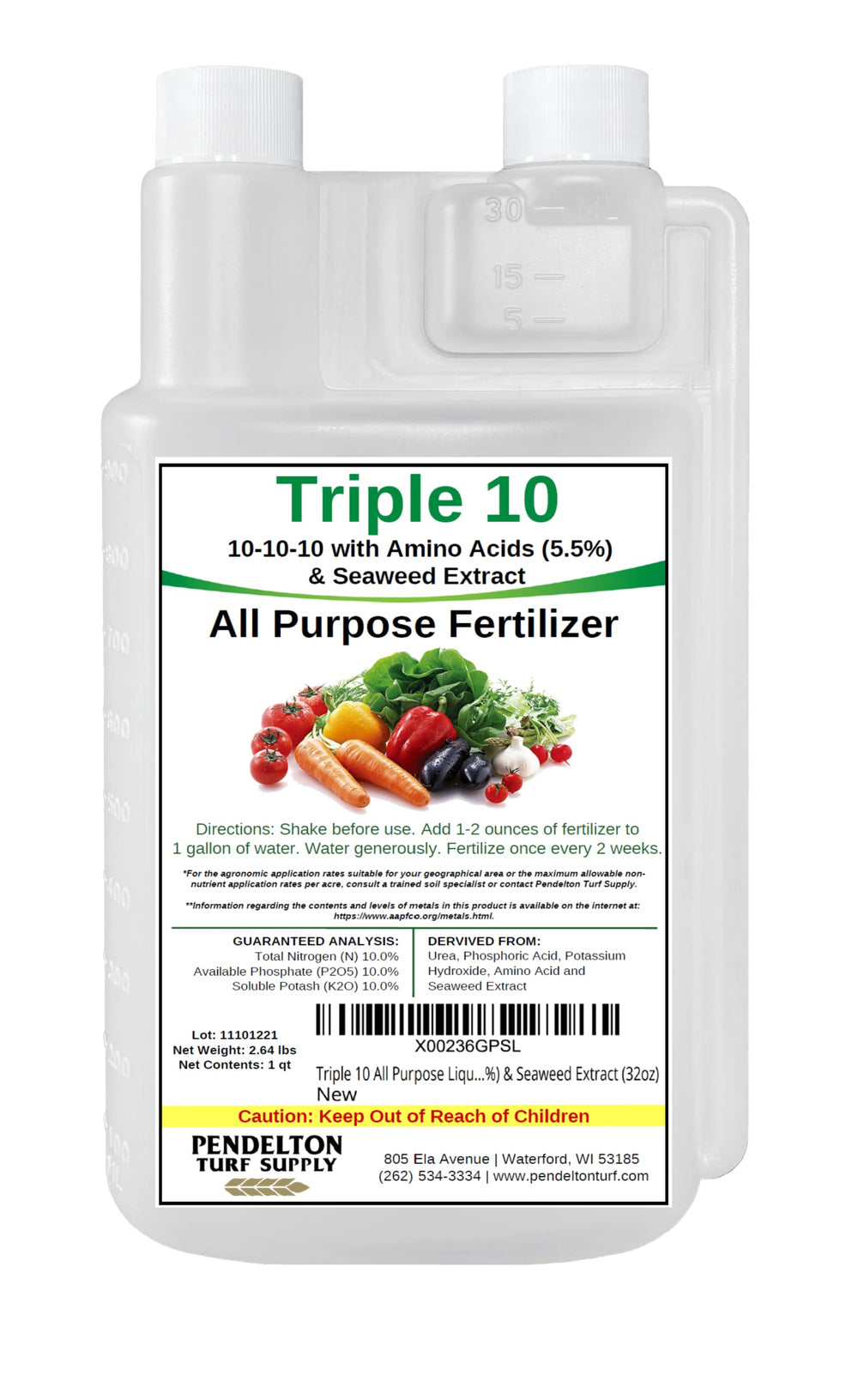Pendelton Turf Supply Triple 10 Liquid Fertilizer 32oz front view