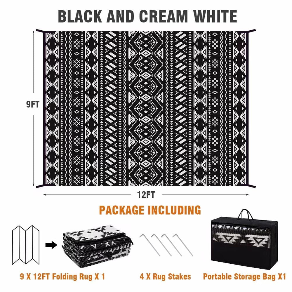 Pendolr Outdoor Rug 9'x12' rolled up for portability