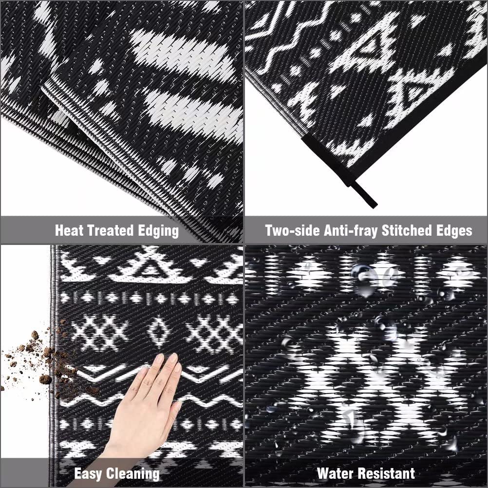 Pendolr Outdoor Rug 9'x12' showing double-sided pattern