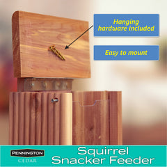Pennington Cedar Squirrel Snacker Feeder hanging in tree