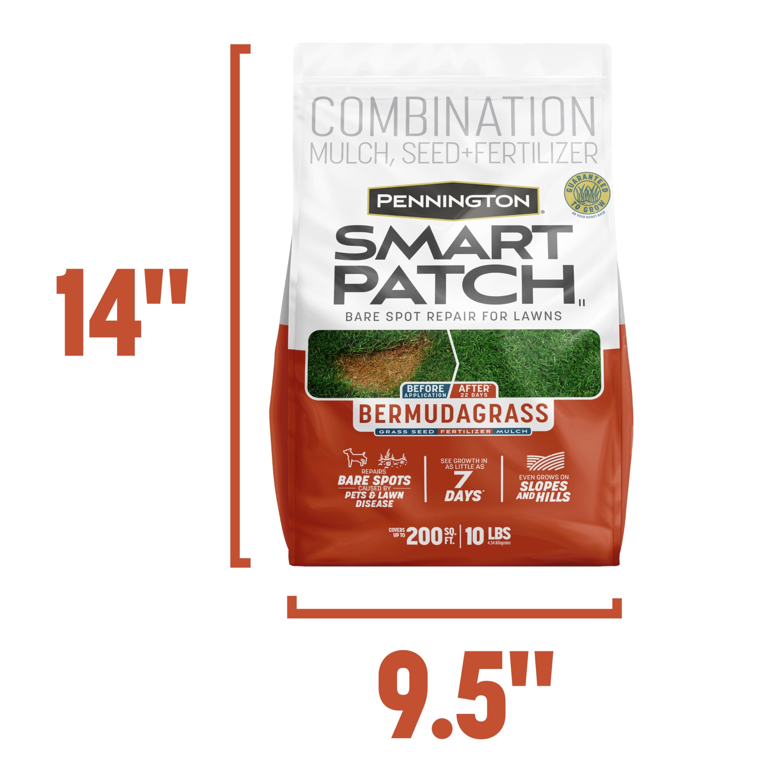 Pennington Smart Patch Bermuda Grass Seed bag on grass