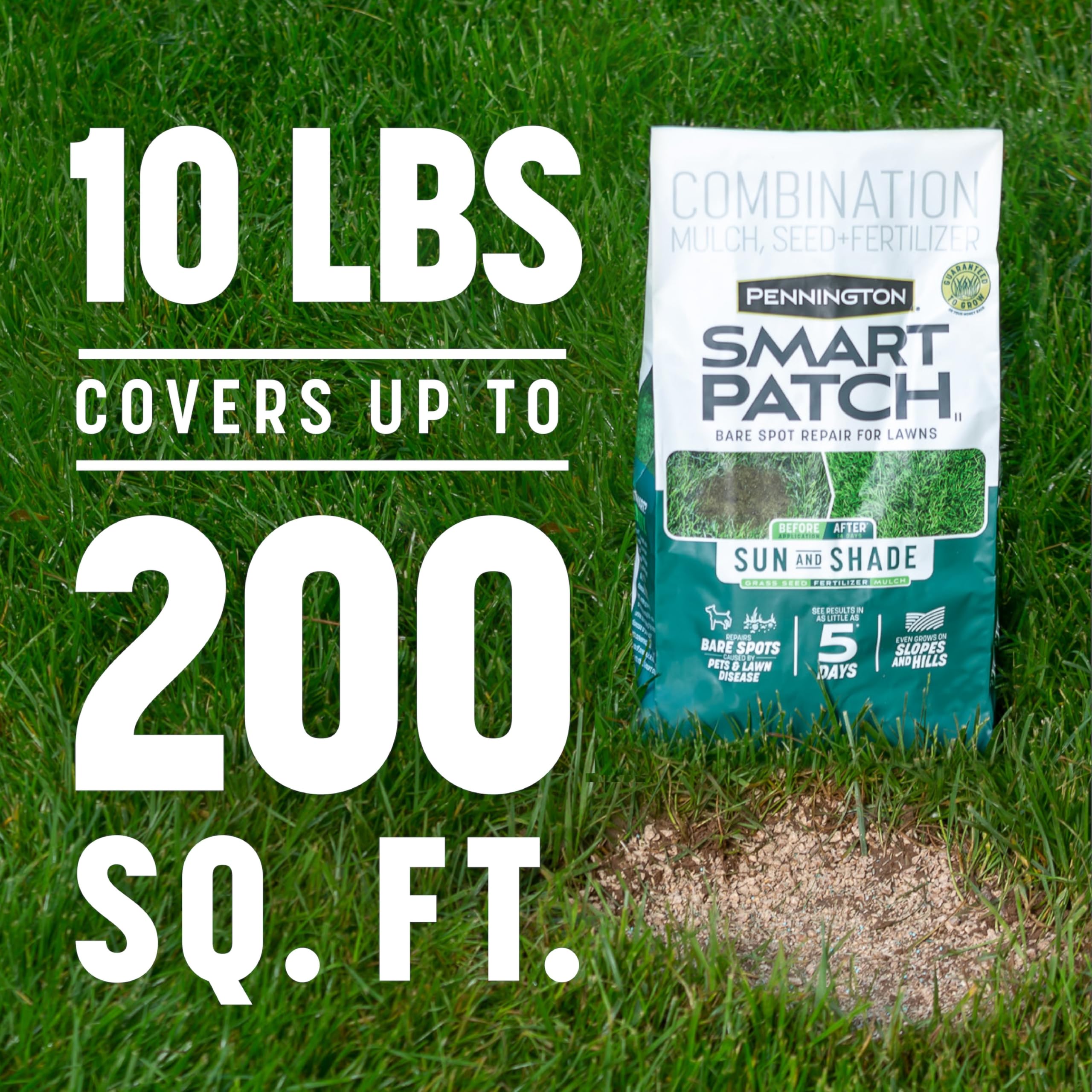Pennington Smart Patch Grass Seed Mix bag on a patio