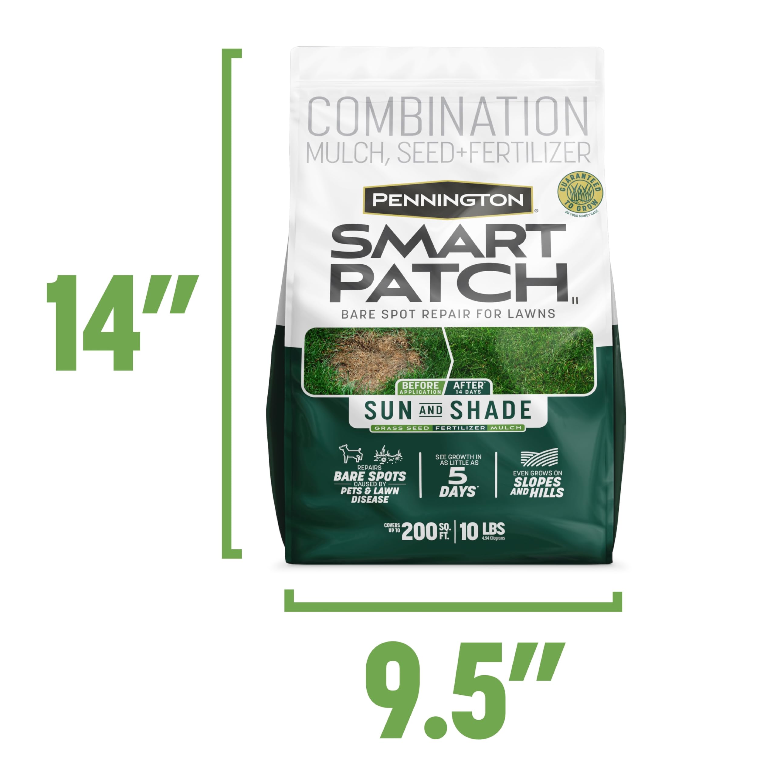 Pennington Smart Patch Grass Seed Mix instructions on the back