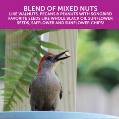 Pennington Ultra Double Nut & Fruit Blend in a bird feeder