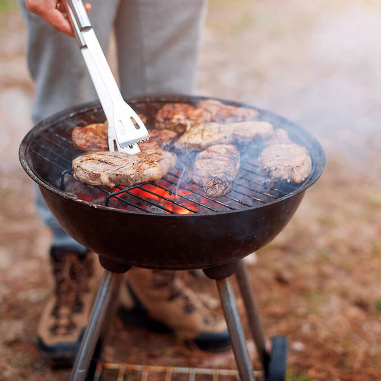 penobon BBQ utensil set displayed outdoors during a barbecue