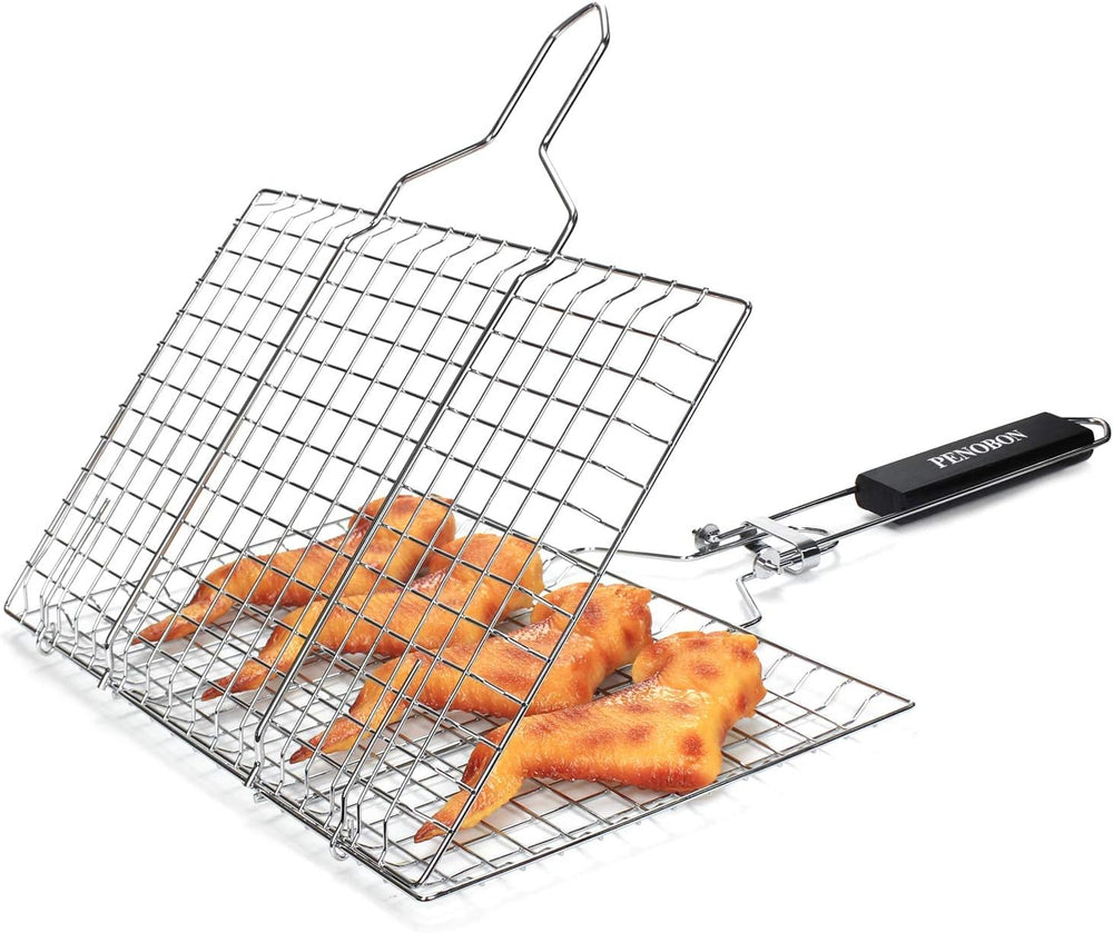 penobon Fish Grilling Basket folded for easy transport