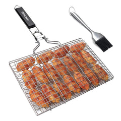 penobon Fish Grilling Basket front view with removable handle