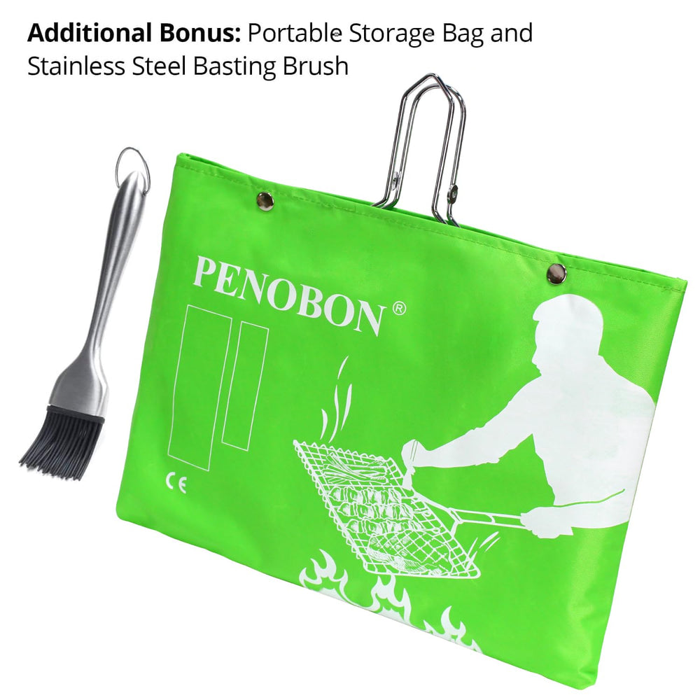 penobon Fish Grilling Basket lockable feature demonstrated