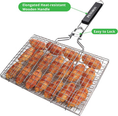 penobon Fish Grilling Basket side view showcasing grilling surface