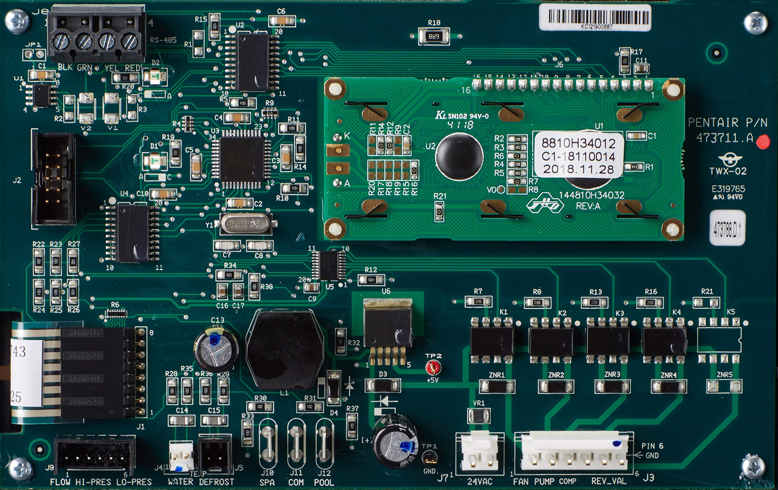 Pentair Auto Heat Control Board components layout