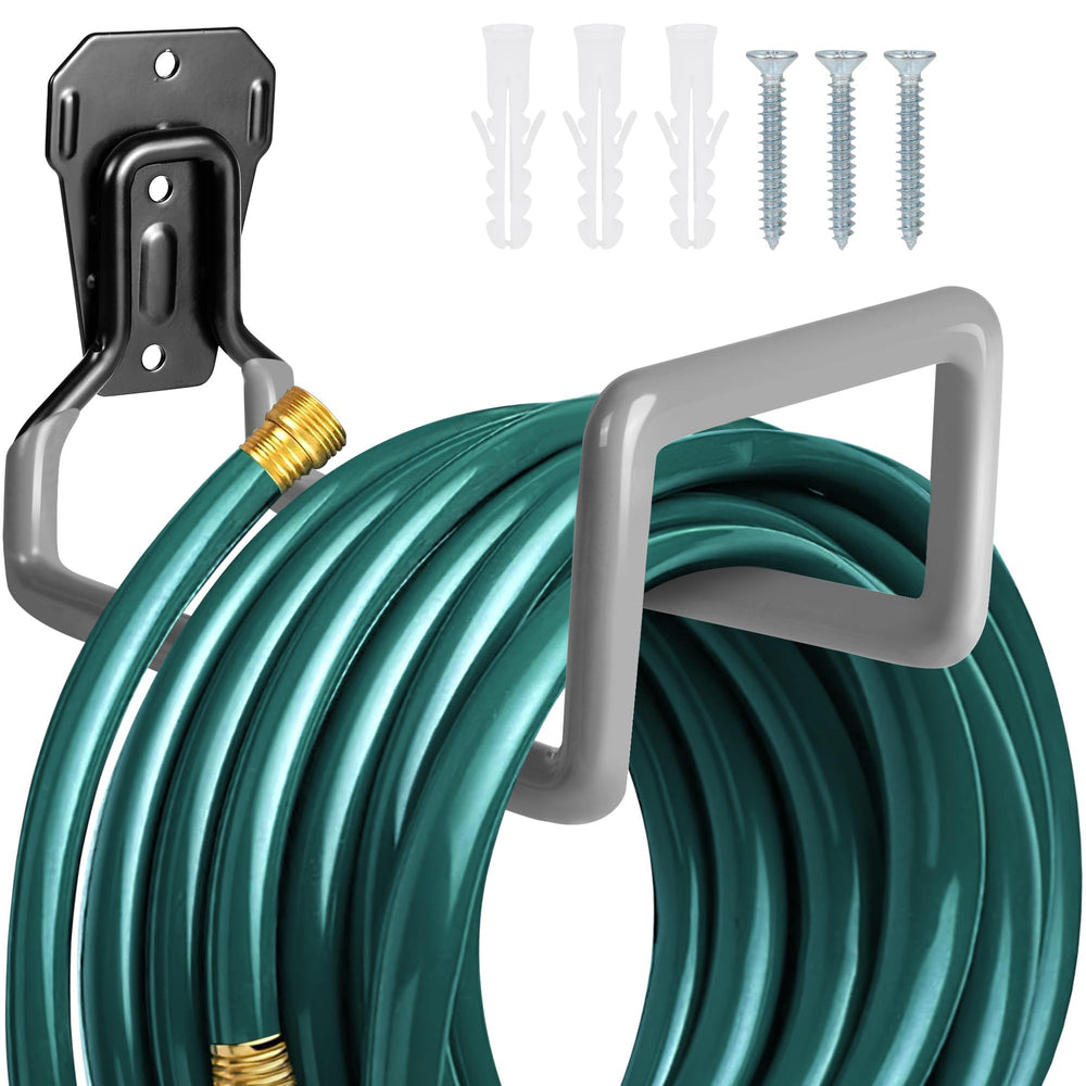 PeoMev Garden Hose Holder metal wall-mounted gray front view