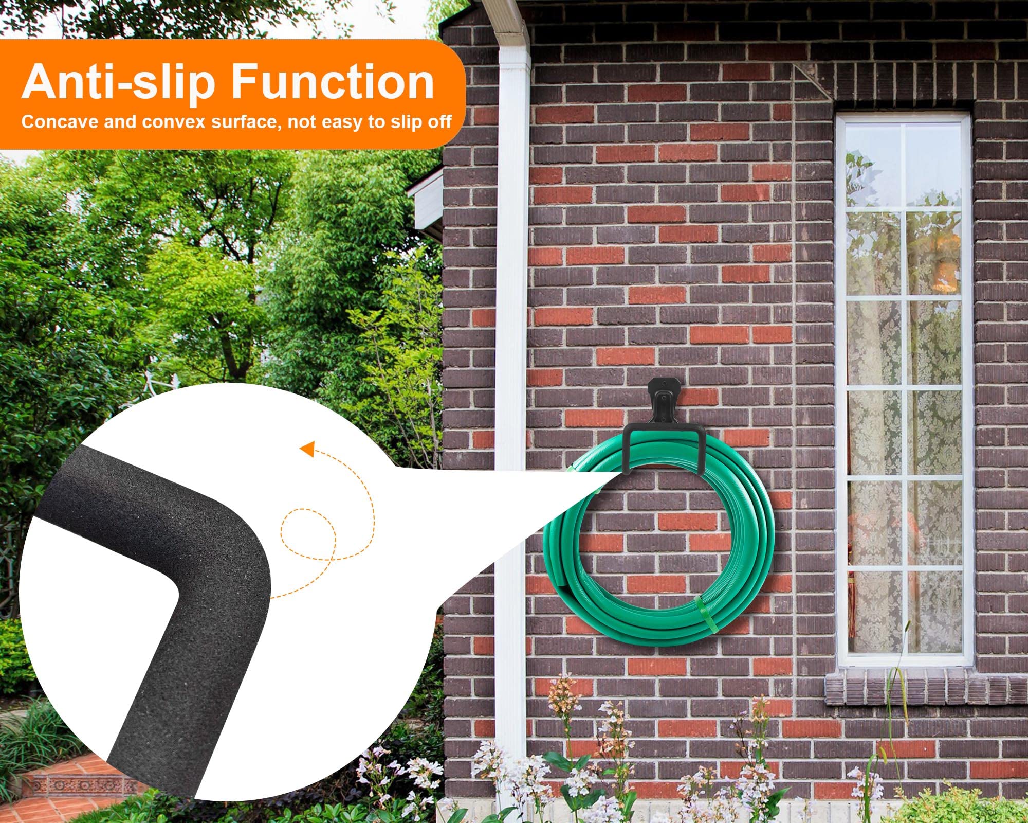 PeoMev garden hose holder mounted on a wooden wall