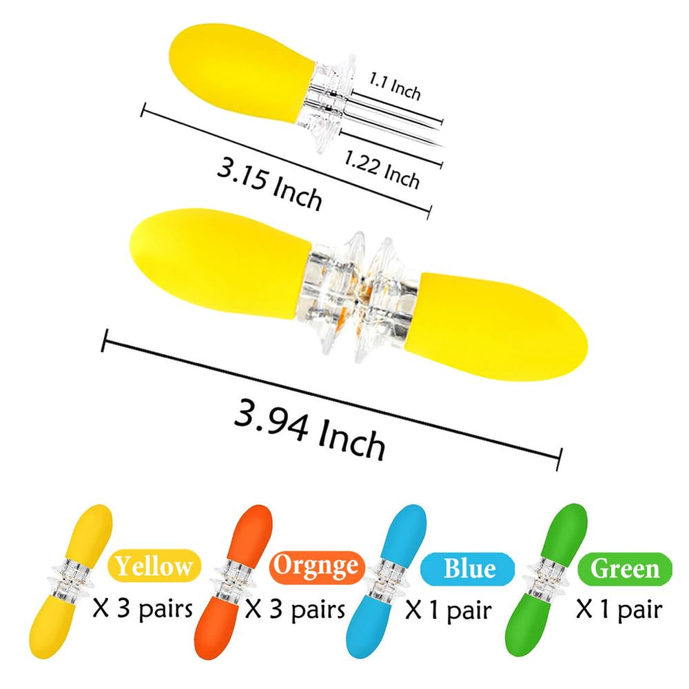 PEOUWNES colourful corn holders in a stainless steel bowl