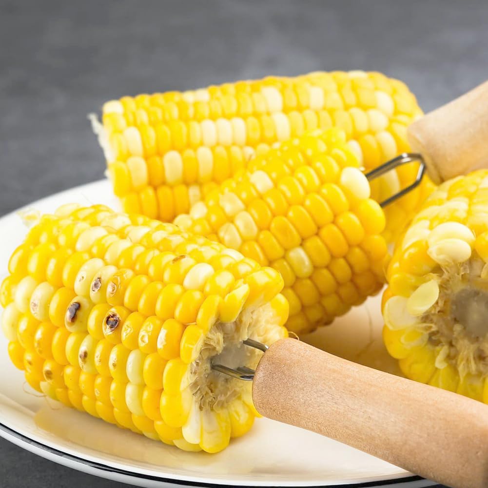 PEOUWNES corn holders displaying ergonomic wooden handles