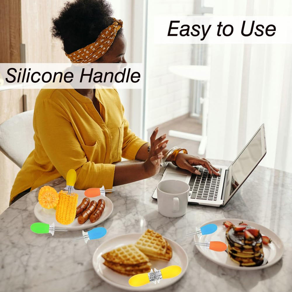 PEOUWNES corn holders with ergonomic silicone grip