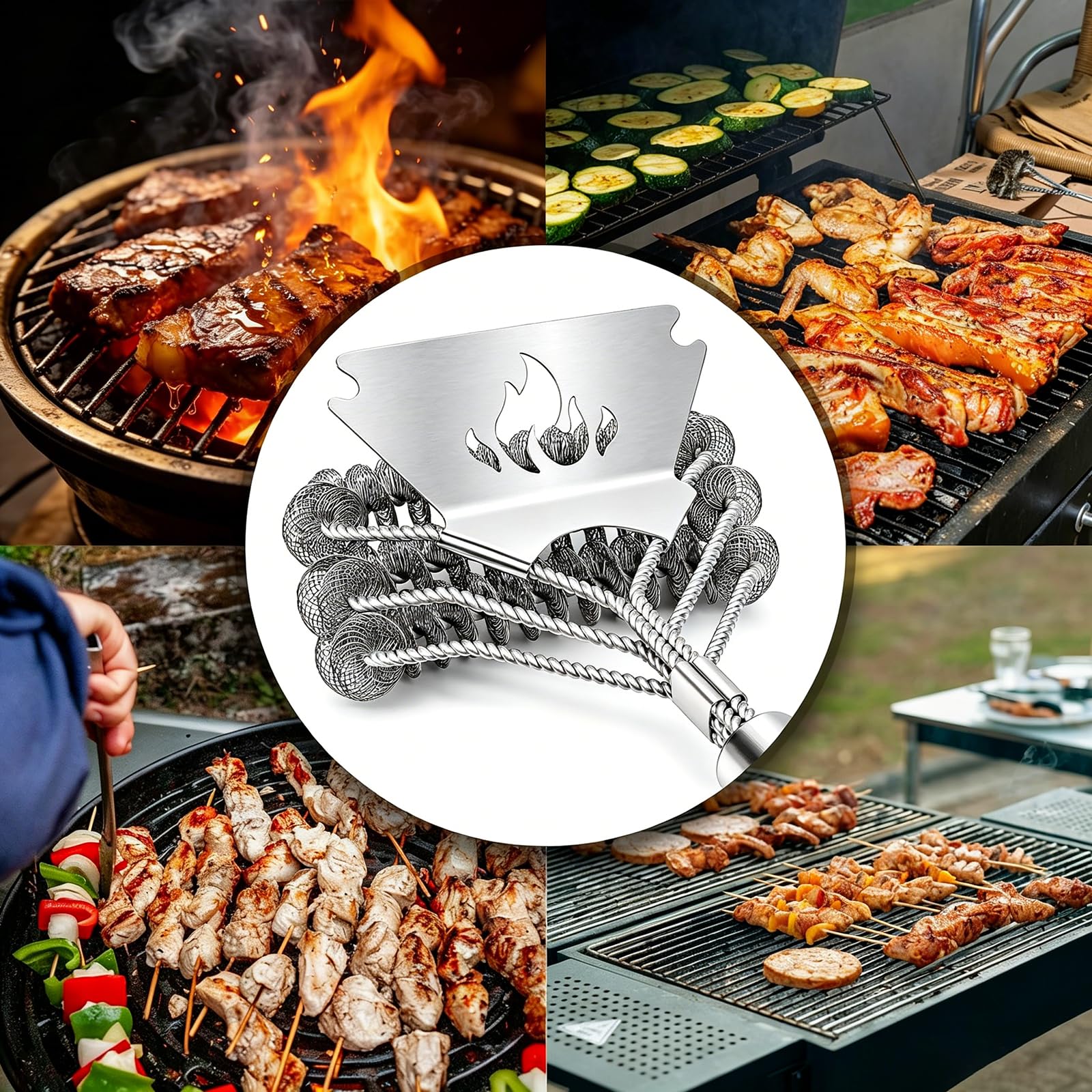 PePeng grill brush displayed on a wooden table