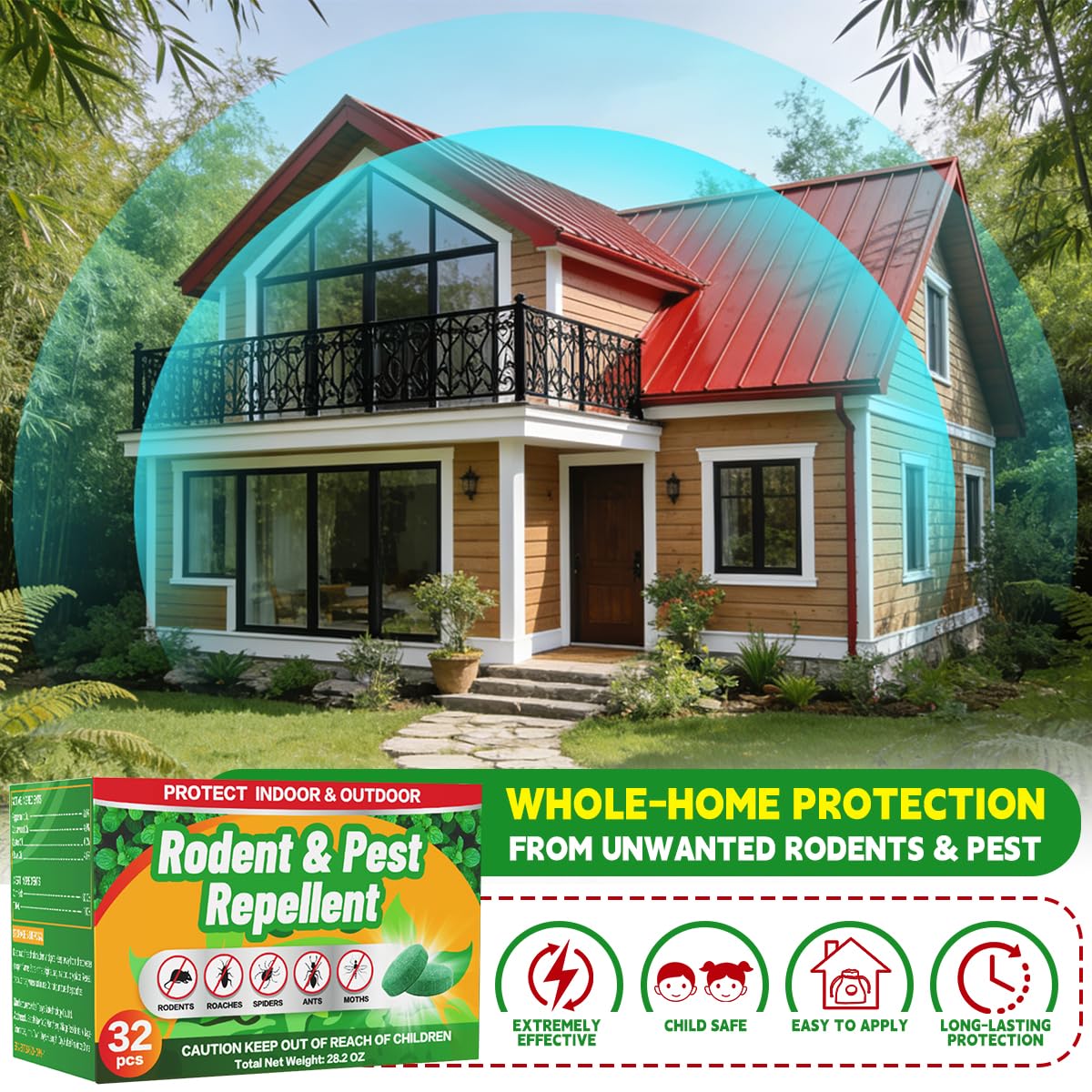 Peppermint mouse repellent pouches in storage area