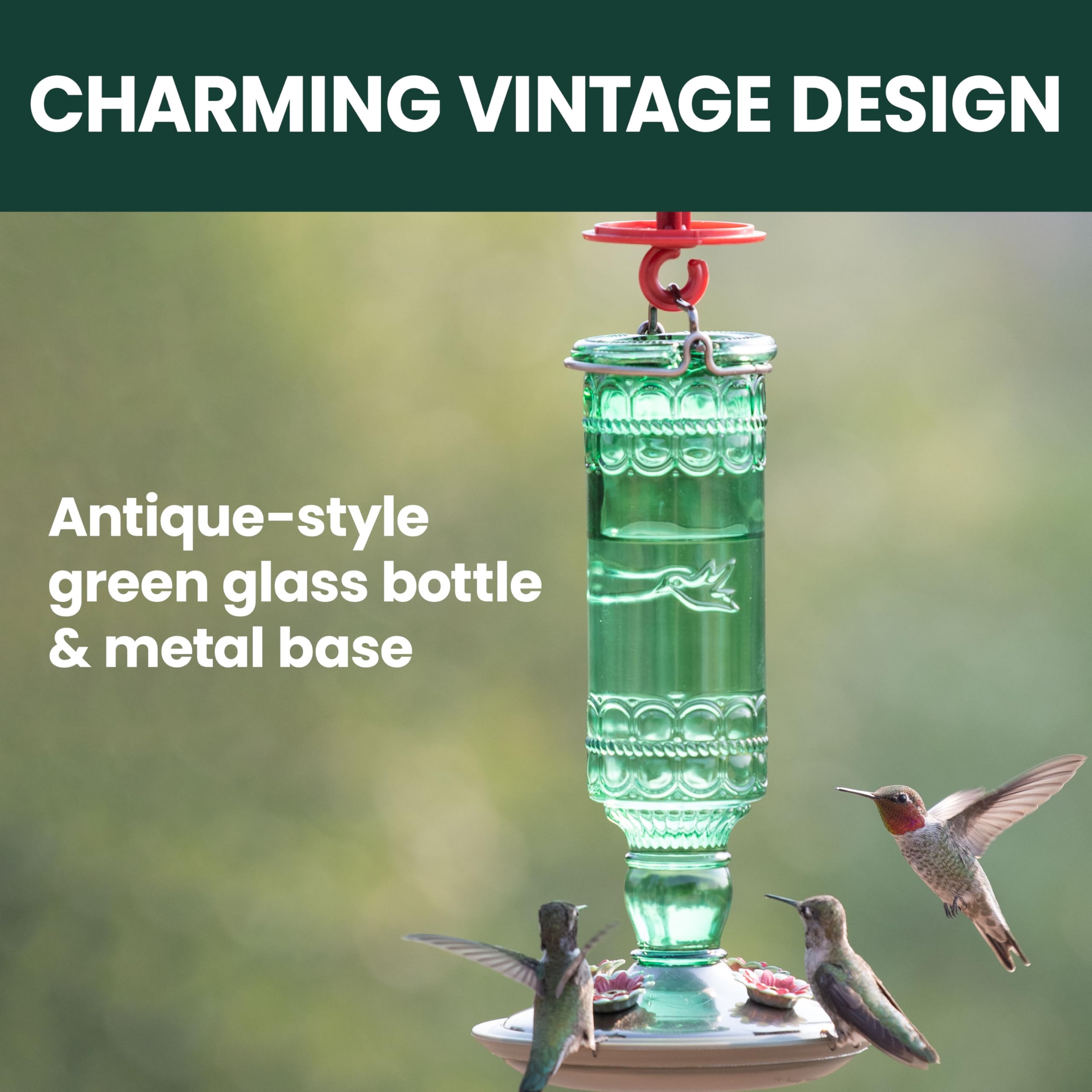 Perky-Pet Antique Hummingbird Feeder in a garden setting