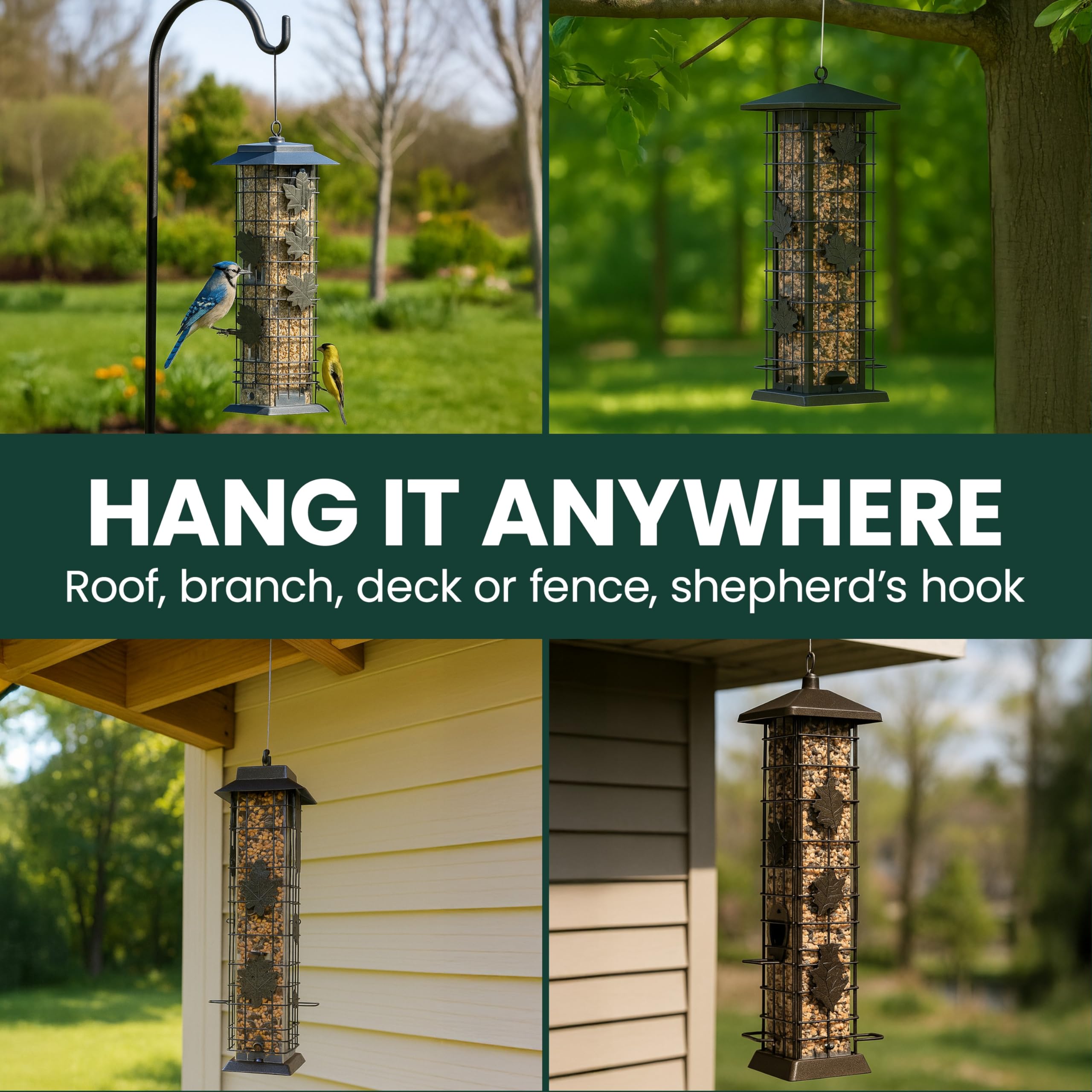 Perky-Pet Bird Feeder in a garden setting with birds feeding