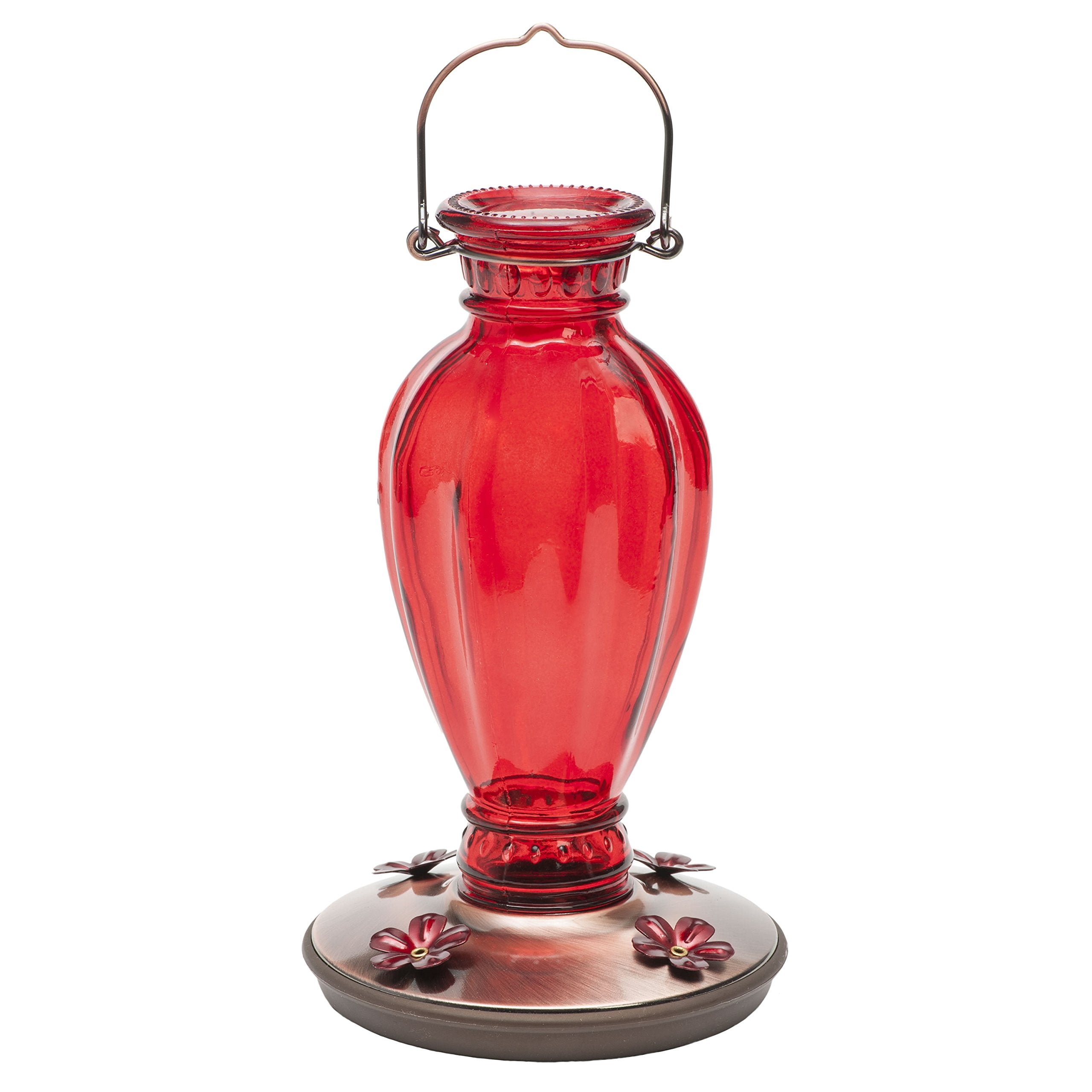 Perky-Pet Daisy Vase Hummingbird Feeder with red luster finish