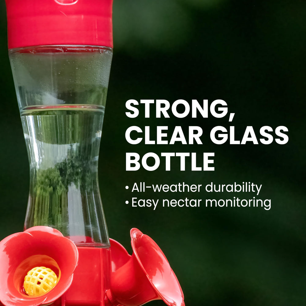 Perky-Pet hummingbird feeder with flower-shaped feeding ports