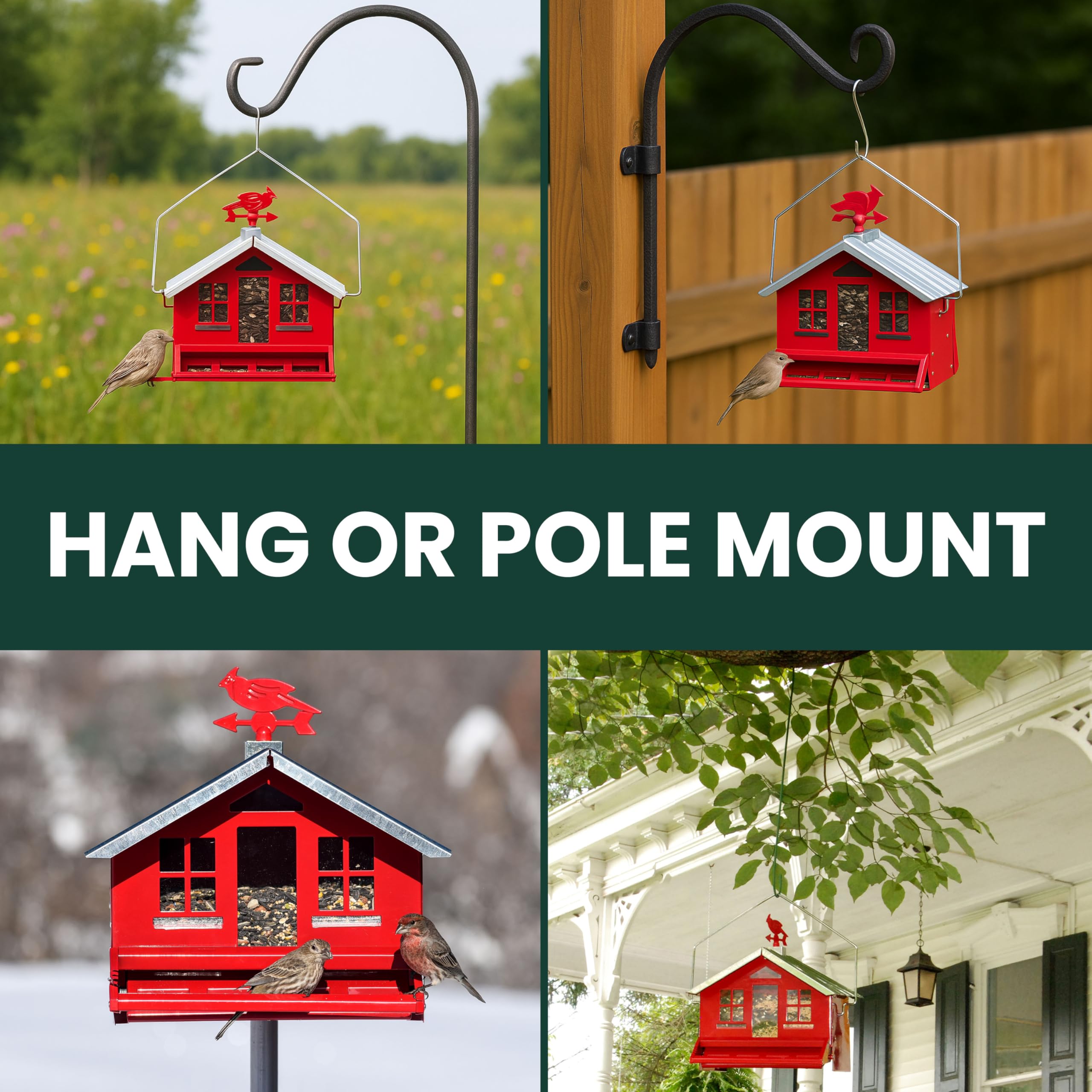 Perky-Pet Squirrel-Be-Gone II Bird Feeder top view with removable roof