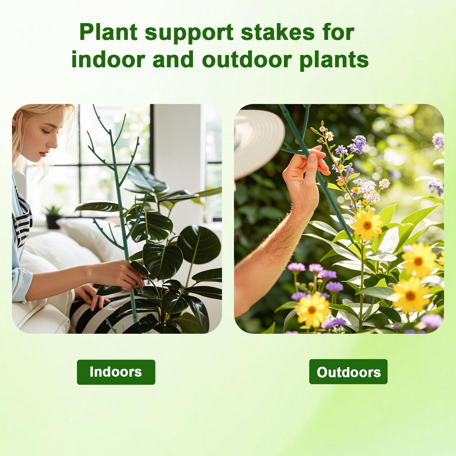 PERSZEN plant support stakes showing adjustable height