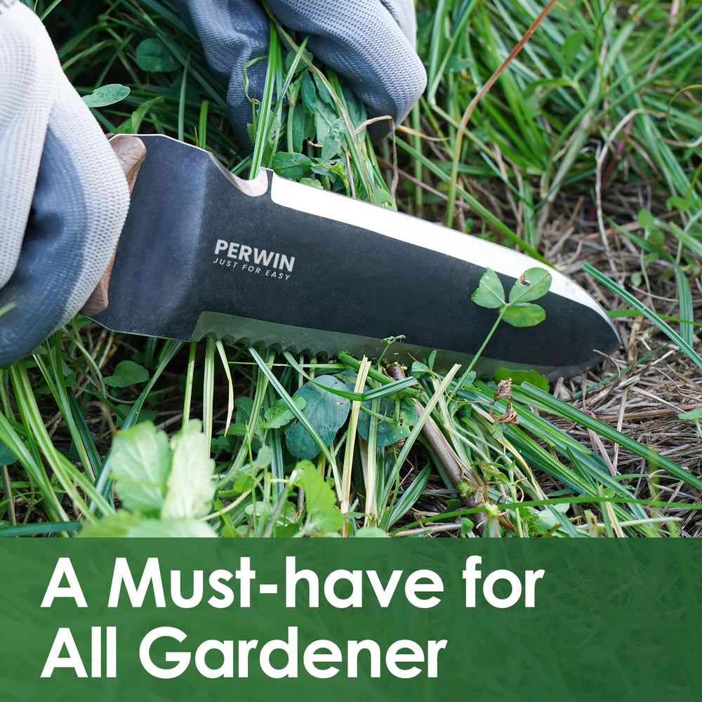 PERWIN Hori Hori Garden Knife in its protective sheath