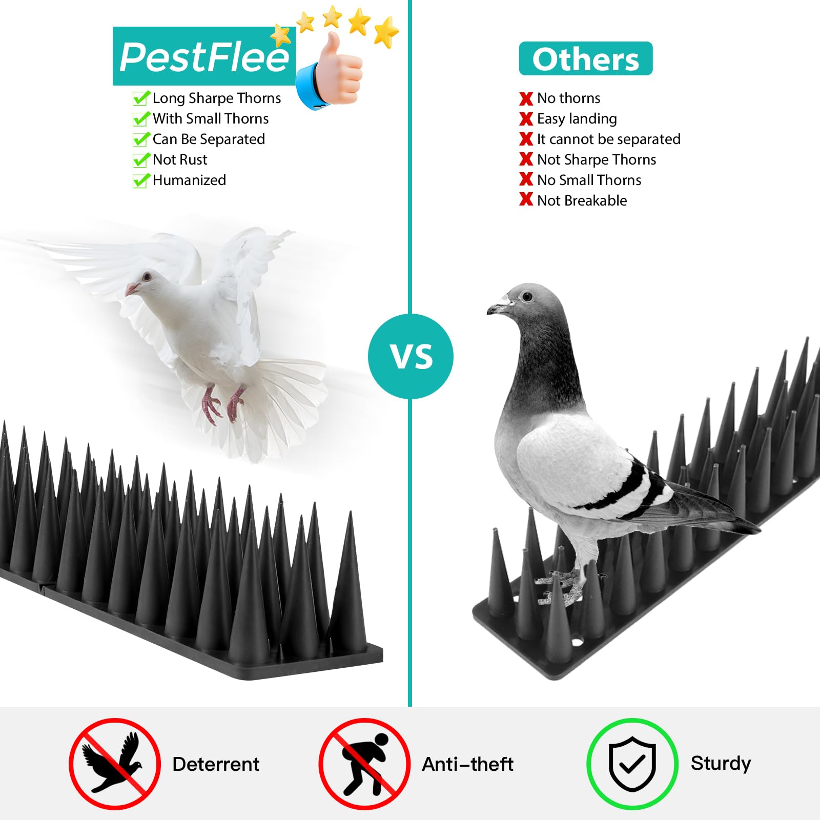 PestFlee Bird Spikes displayed in packaging